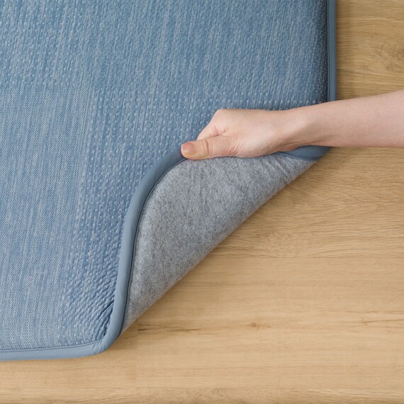 極厚30mmウレタン入り 接触冷感ラグ ジャカード(Nクール極冷 185X185 ブルー Q03) 16枚目画像