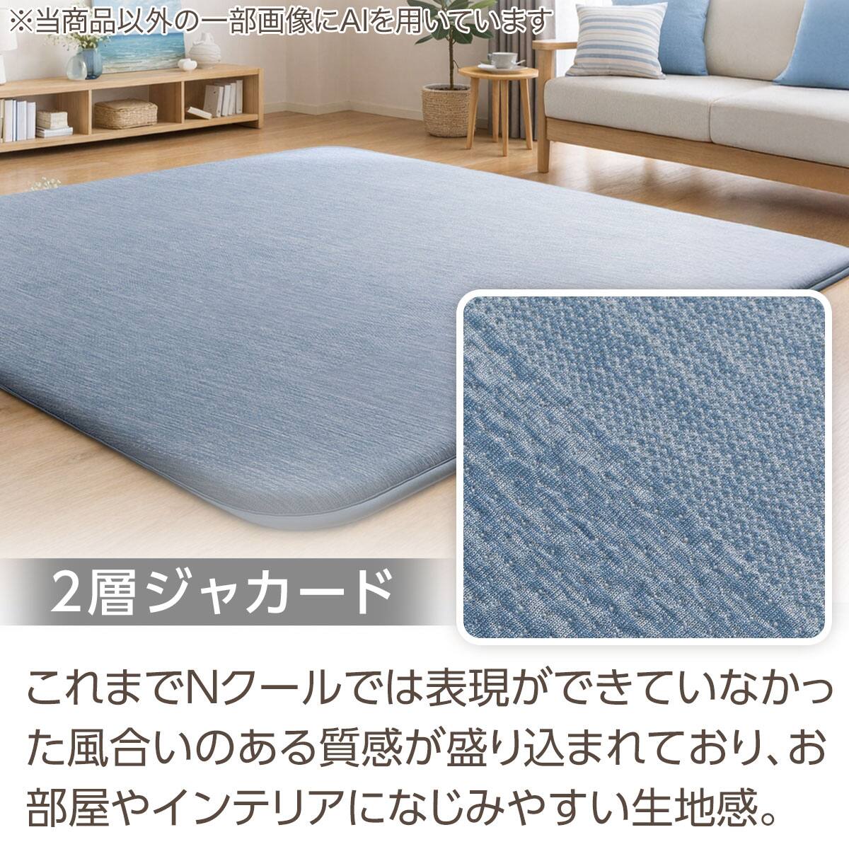 極厚30mmウレタン入り 接触冷感 防汚 ジャカード ラグ(Nクール極冷