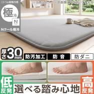 高反発・低反発 選べる踏み心地 極厚30mmウレタン入り 接触冷感 防汚 ラグ(Nクール極冷 rKL Y01)