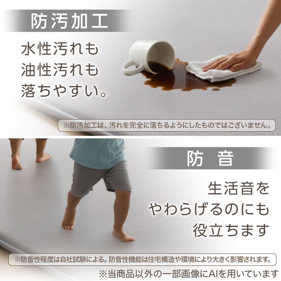 低反発 極厚30mmウレタン入り 接触冷感 防汚 ラグ(Nクール極冷 185X185 グレー Y02) 5枚目画像