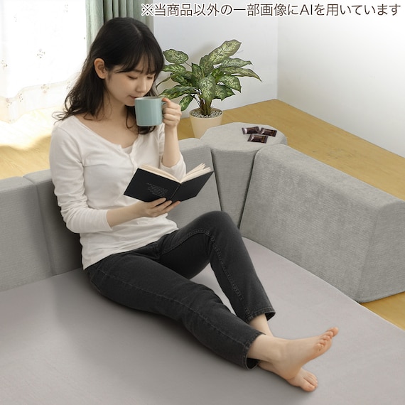 ラグといっしょにつかうクッション(60X26 グレー WY07) 5枚目画像