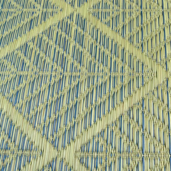 国産い草ラグ マスクロス (191×191cm ブルー) 3枚目画像