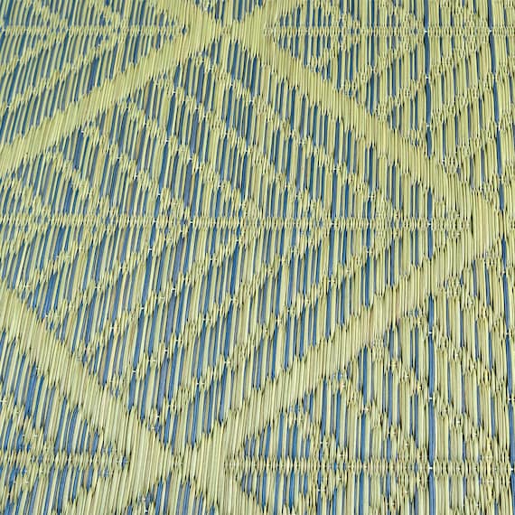 国産い草ラグ マスクロス (191×191cm ブルー) 3枚目画像