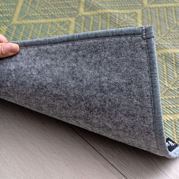 国産い草ラグ マスクロス (191×191cm ブルー) 4枚目画像