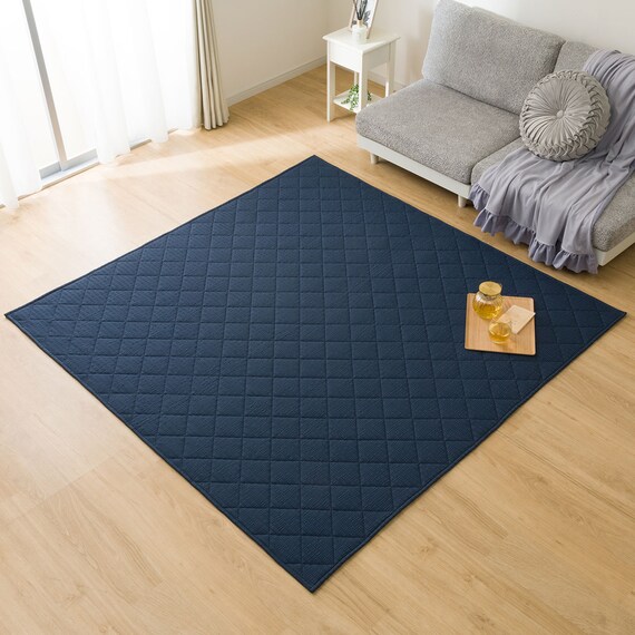 洗える抗菌防臭加工 ラグ Dプレーン(130X185 ネイビー rST1) 1枚目画像