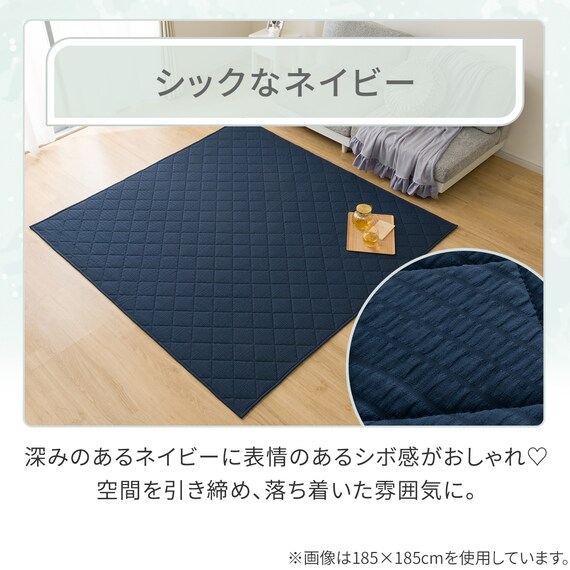 洗える抗菌防臭加工 ラグ Dプレーン(130X185 ネイビー rST1) 2枚目画像