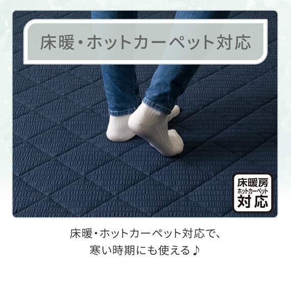 洗える抗菌防臭加工 ラグ Dプレーン(130X185 ネイビー rST1) 6枚目画像