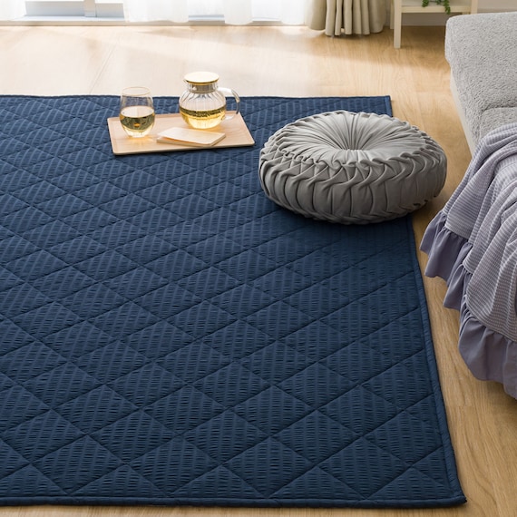 洗える抗菌防臭加工 ラグ Dプレーン(130X185 ネイビー rST1) 9枚目画像