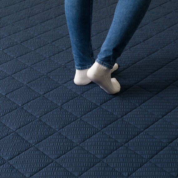 洗える抗菌防臭加工 ラグ Dプレーン(130X185 ネイビー rST1) 14枚目画像