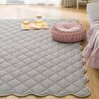 洗えるくしゅくしゅキルト ラグ(185X185 グレー rST2) 8枚目画像