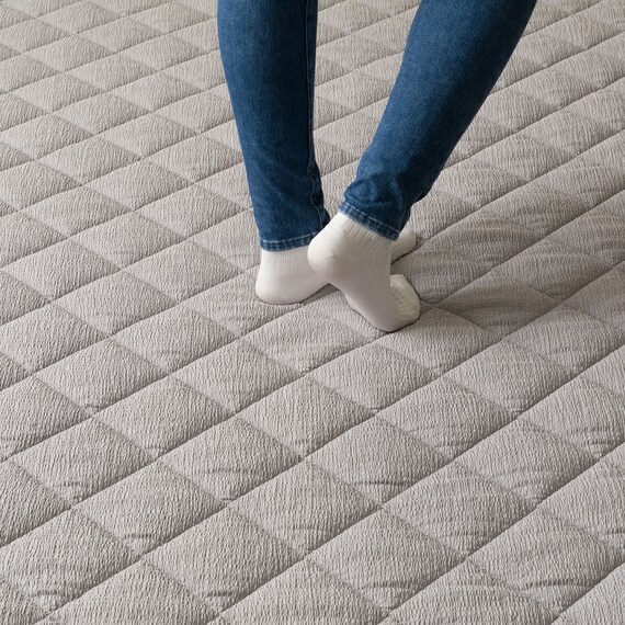 洗えるくしゅくしゅキルト ラグ(185X185 グレー rST2) 13枚目画像