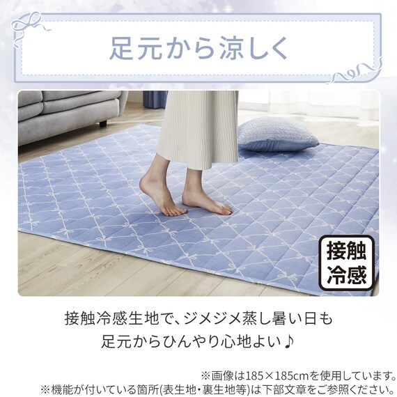 洗える接触冷感ラグ NクールリボンLA(130X185 ブルー NR04) 4枚目画像