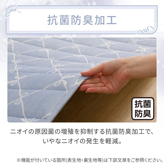 洗える接触冷感ラグ NクールリボンLA(130X185 ブルー NR04) 5枚目画像