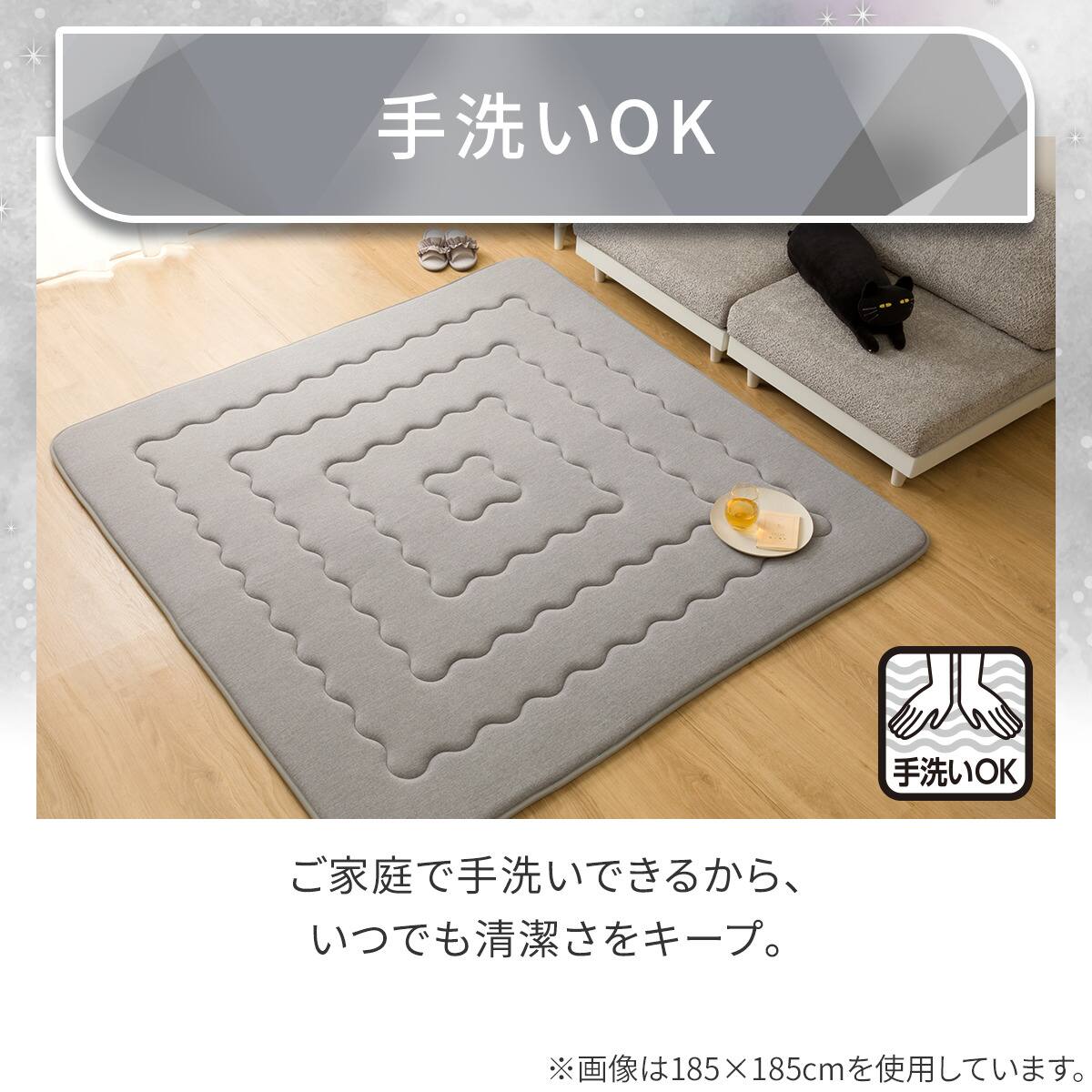 極厚30mmウレタン入り極冷ラグ Nクール極冷(185X185 グレー rDS4