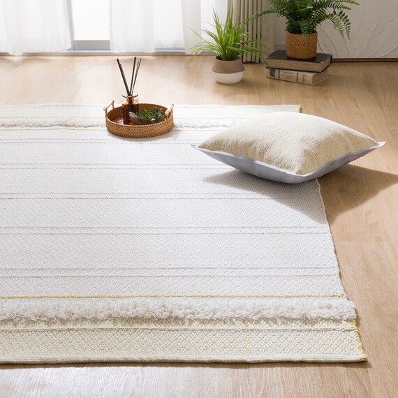 インド綿使用コットンラグ(spr 180X180 YE HF1) 1枚目画像