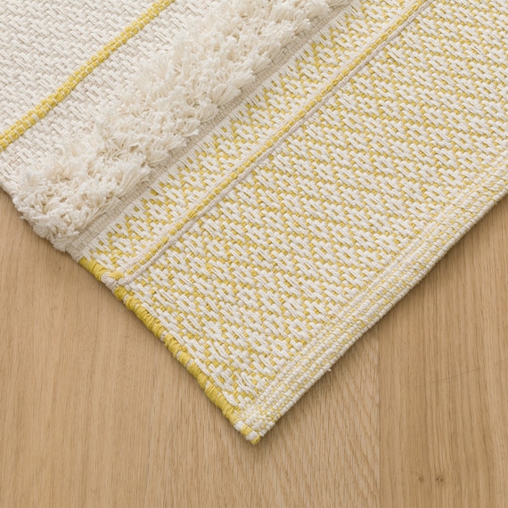 インド綿使用コットンラグ(spr 180X180 YE HF1) 3枚目画像