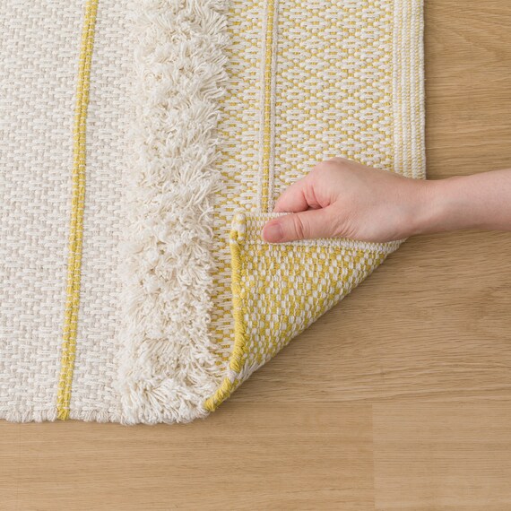 インド綿使用コットンラグ(spr 180X180 YE HF1) 4枚目画像