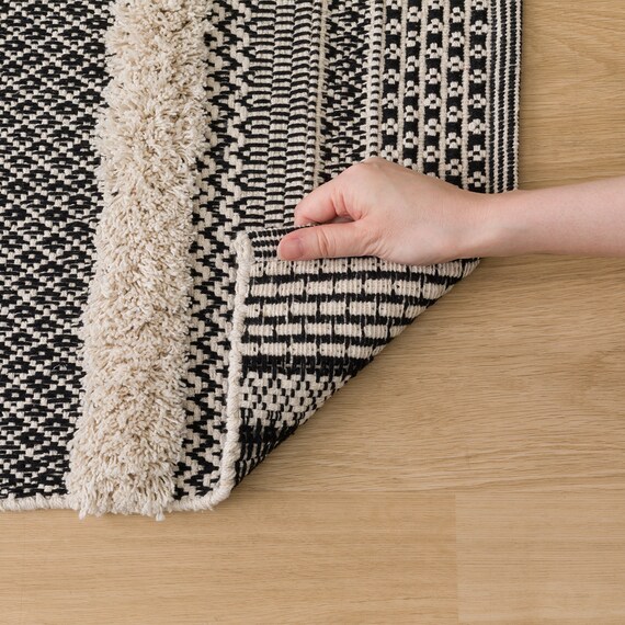 インド綿使用コットンラグ(sdr 100X140 BK HF3) 4枚目画像