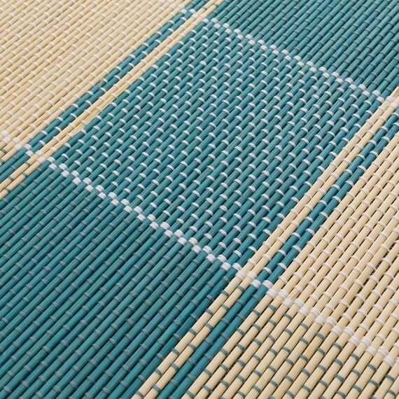 竹ラグ(120X180 ブルー SQ02) 6枚目画像