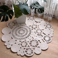 インド綿混円形アクセントマット 100cm (TRC)