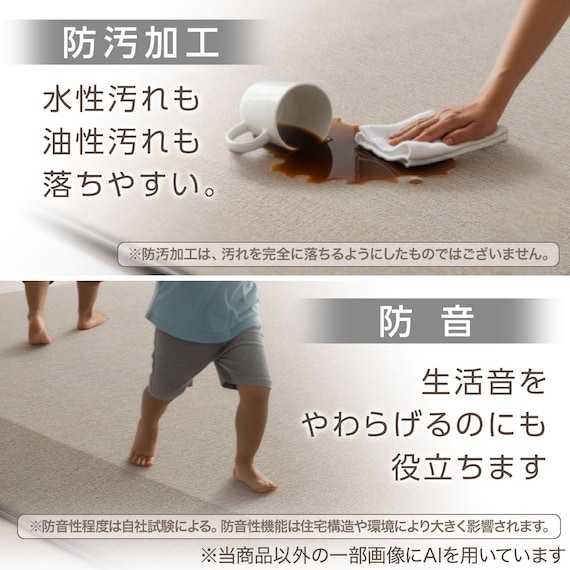 4辺なめらかカット 極厚50mmウレタン入り 接触冷感ラグ(Nクール極冷 MR 130X185 モカ Y08) 4枚目画像