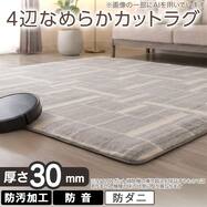 4辺なめらかカット 30mmウレタン入り 防汚加工＋防ダニ加工＋防音ラグ(YU15)