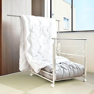 布団干し付き 伸縮押入れ布団収納 頑丈ワゴン