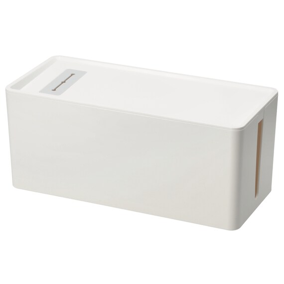 充電ケーブルが落ちない ケーブルストッパーつき ケーブル収納ボックス(DK01 ホワイト) 1枚目画像