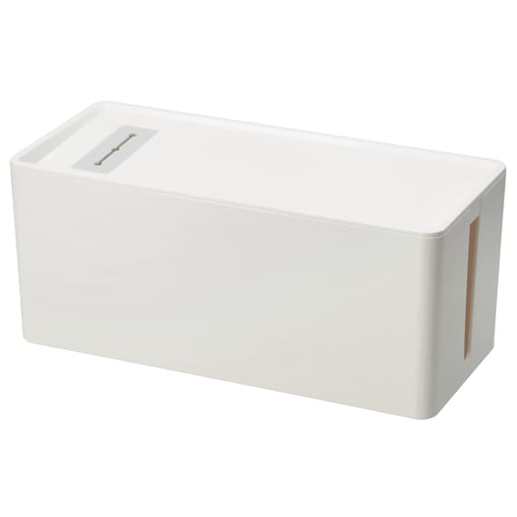 充電ケーブルが落ちない ケーブルストッパーつき ケーブル収納ボックス(DK01 ホワイト) 1枚目画像