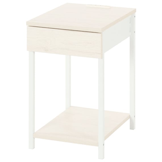 コンセント付き引き出しテーブル(NC01 ホワイトウォッシュ) 1枚目画像