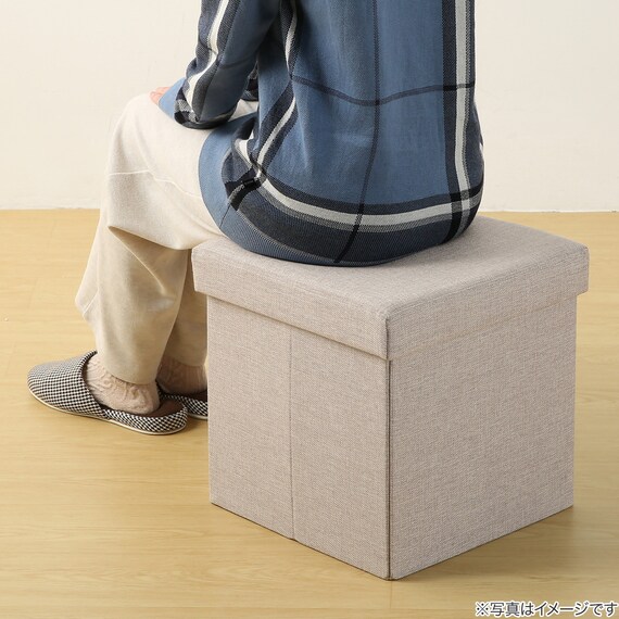 収納付きスツール スクエア(QS02 グレー) 2枚目画像