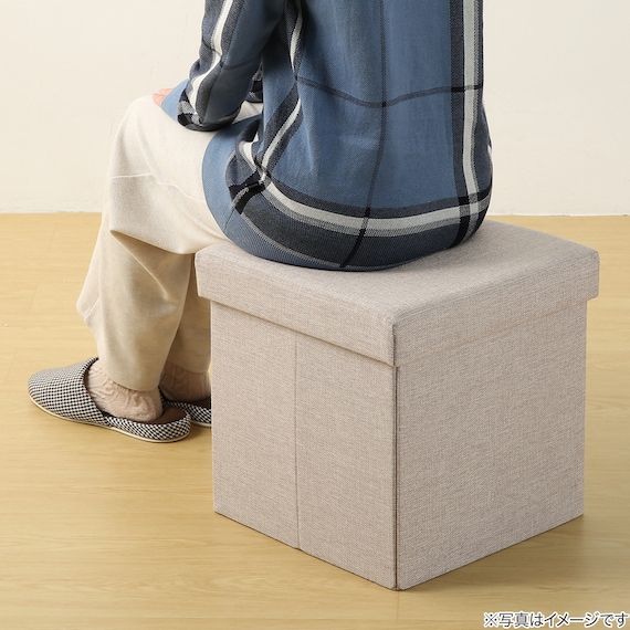 収納付きスツール スクエア(QS02 グレー) 2枚目画像
