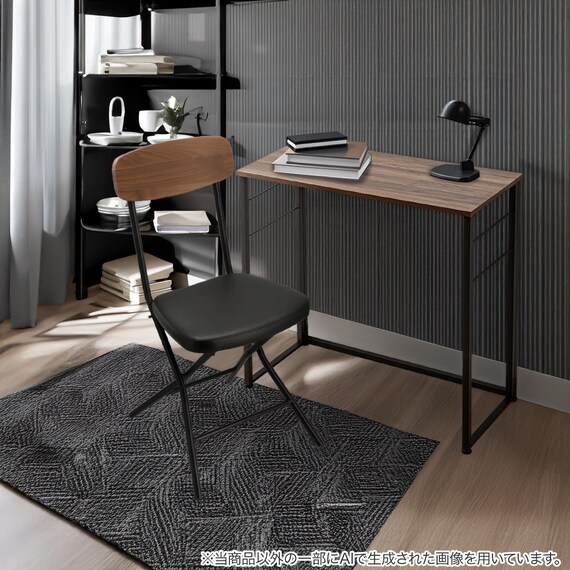 折りたたみデスクNポルダチェアセット (ミドルブラウン) 4枚目画像