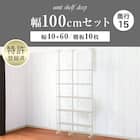 幅100cmセット奥行スリム 【幅40+60/棚板10枚】突っ張り壁面収納Nポルダ スリムタイプ2連 ホワイトウォッシュ 2枚目画像