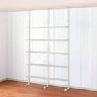 幅120cmセット奥行スリム 【幅60+60/棚板10枚】突っ張り壁面収納Nポルダ スリムタイプ2連 ホワイトウォッシュ 1枚目画像