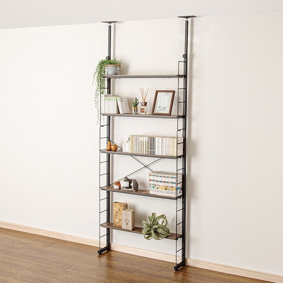 突っ張り壁面収納Nポルダ スリムタイプ (幅80cm ミドルブラウン) 1枚目画像