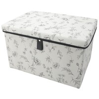 【デコホーム商品】収納BOX 蓋付き(ハナガラ ホワイト)