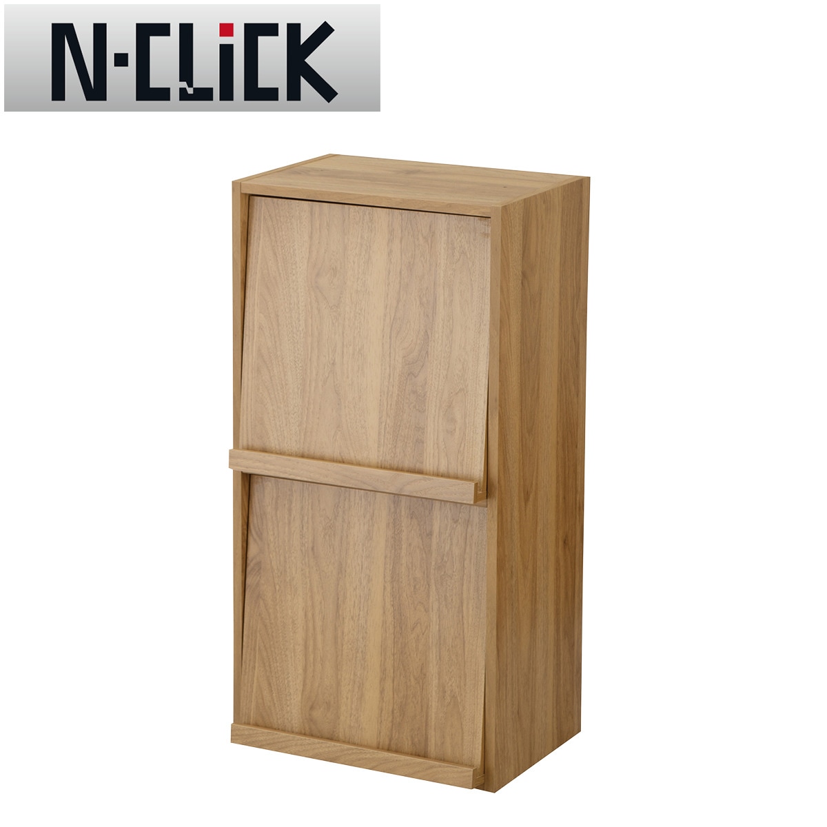 その他 NIKA 簡単組立て Nクリック ボックス フラップ扉付き2段 (ライトブラウン