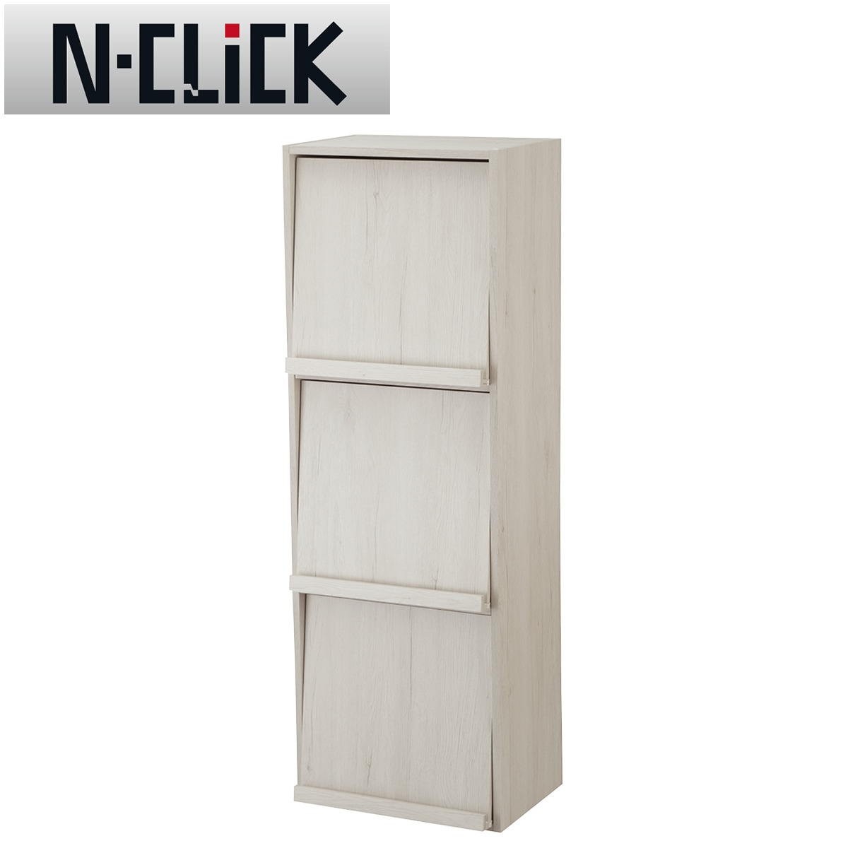 【他の方購入NG】もも 簡単組み立て Nクリック フラップ扉付き2段2連 ホワイトウォッシュ