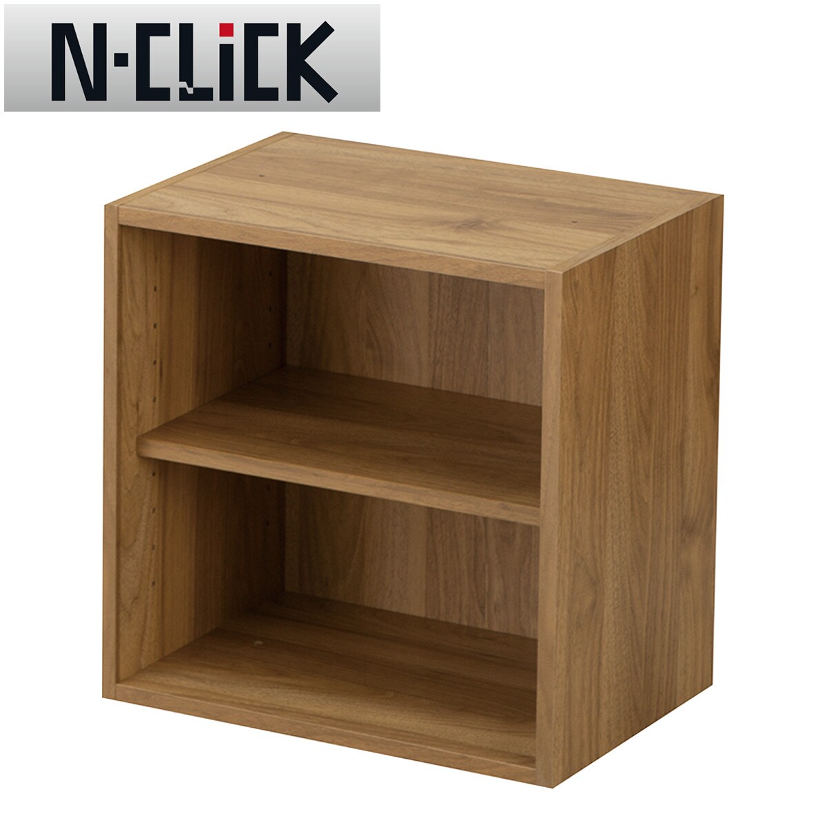 簡単組立て Nクリック ボックス レギュラー1段 棚付き (ライトブラウン