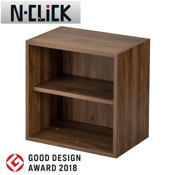 簡単組立て Nクリック ボックス レギュラー1段 棚付き (ミドルブラウン) 1枚目画像