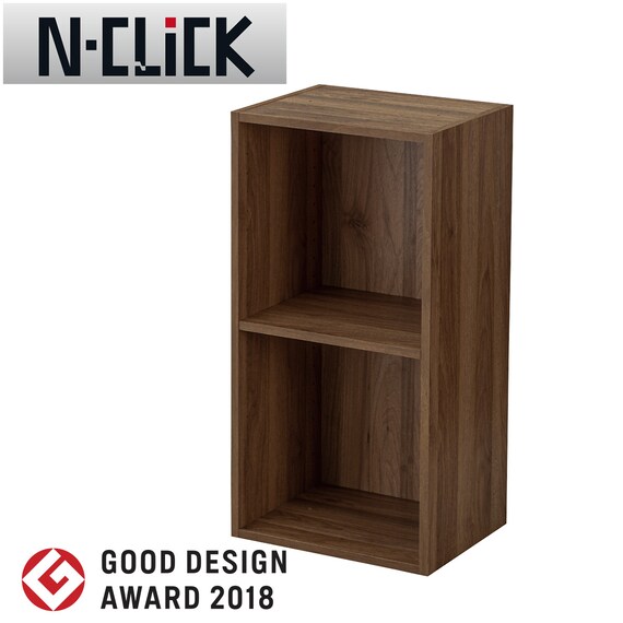 簡単組立て Nクリック ボックス スリム 2段 (ミドルブラウン) 1枚目画像