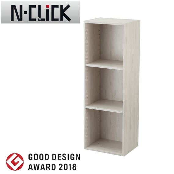 簡単組立て Nクリック ボックス スリム 3段 (ホワイトウォッシュ) 1枚目画像