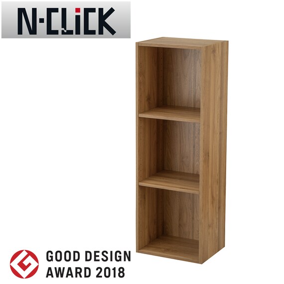簡単組立て Nクリック ボックス スリム 3段 (ライトブラウン) 1枚目画像