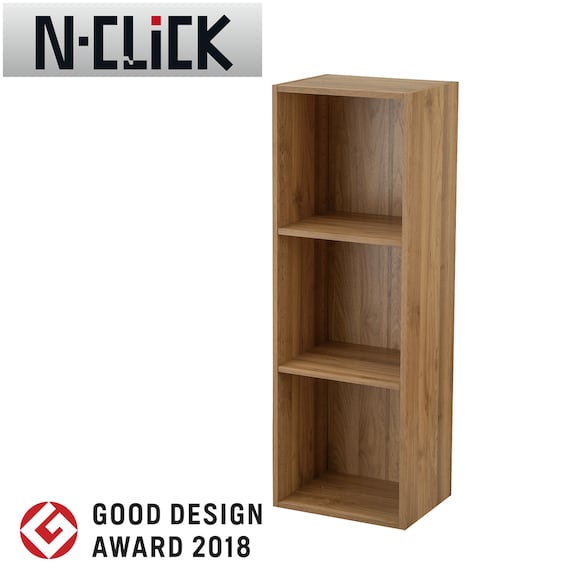 簡単組立て Nクリック ボックス スリム 3段 (ライトブラウン) 1枚目画像
