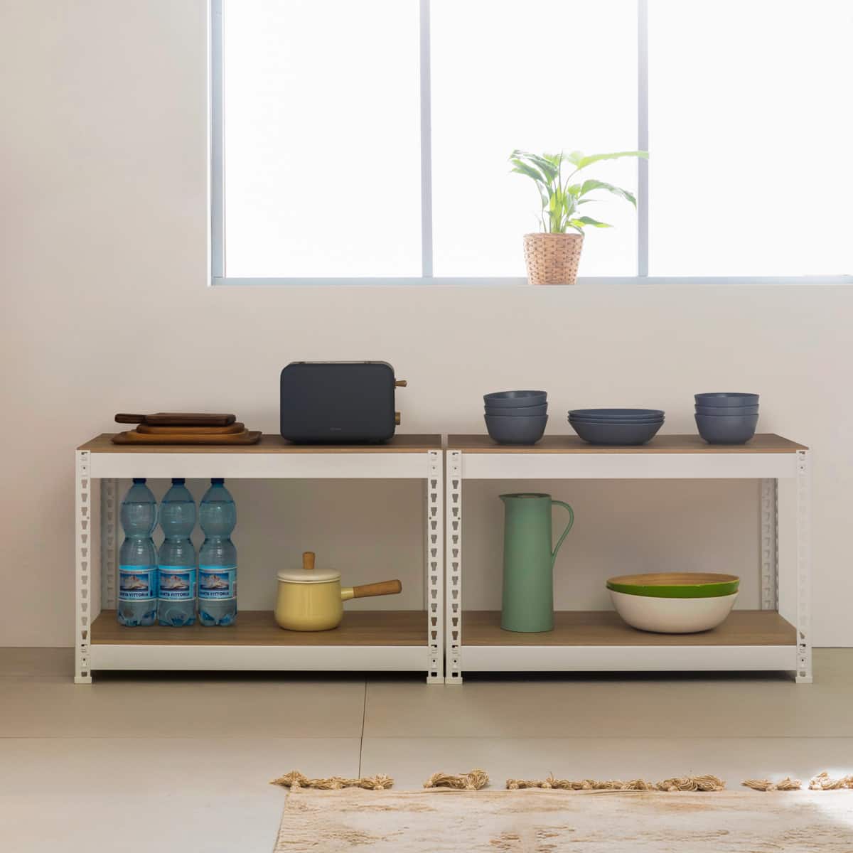 METAL & WOOD】高耐荷重 シェルフ2段 幅81cm (ホワイト) | ニトリ