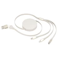 同時充電できる巻き取り式3in1充電ケーブル(モカ)