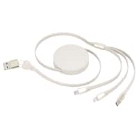 同時充電できる巻き取り式3in1充電ケーブル(モカ)