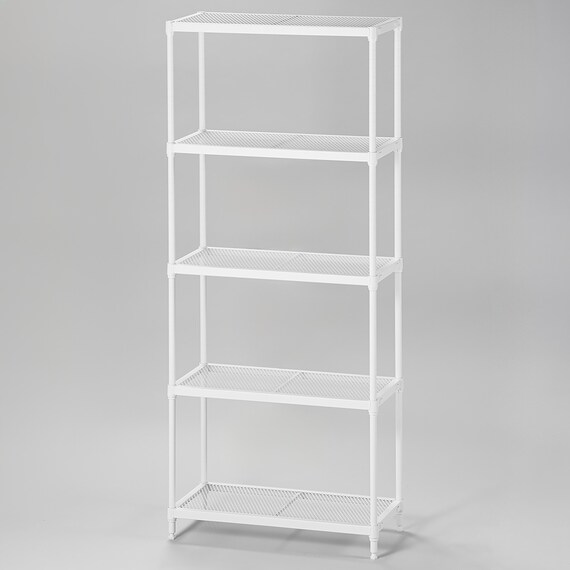 (幅65cm) リビングに馴染んで連結もできるメッシュスチールラック (STメッシュ) 4段 ホワイト 1枚目画像