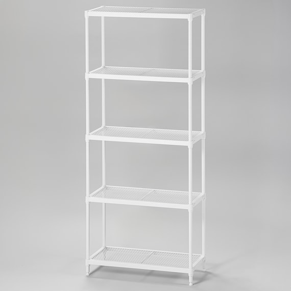 (幅65cm) リビングに馴染んで連結もできるメッシュスチールラック (STメッシュ) 4段 ホワイト 1枚目画像